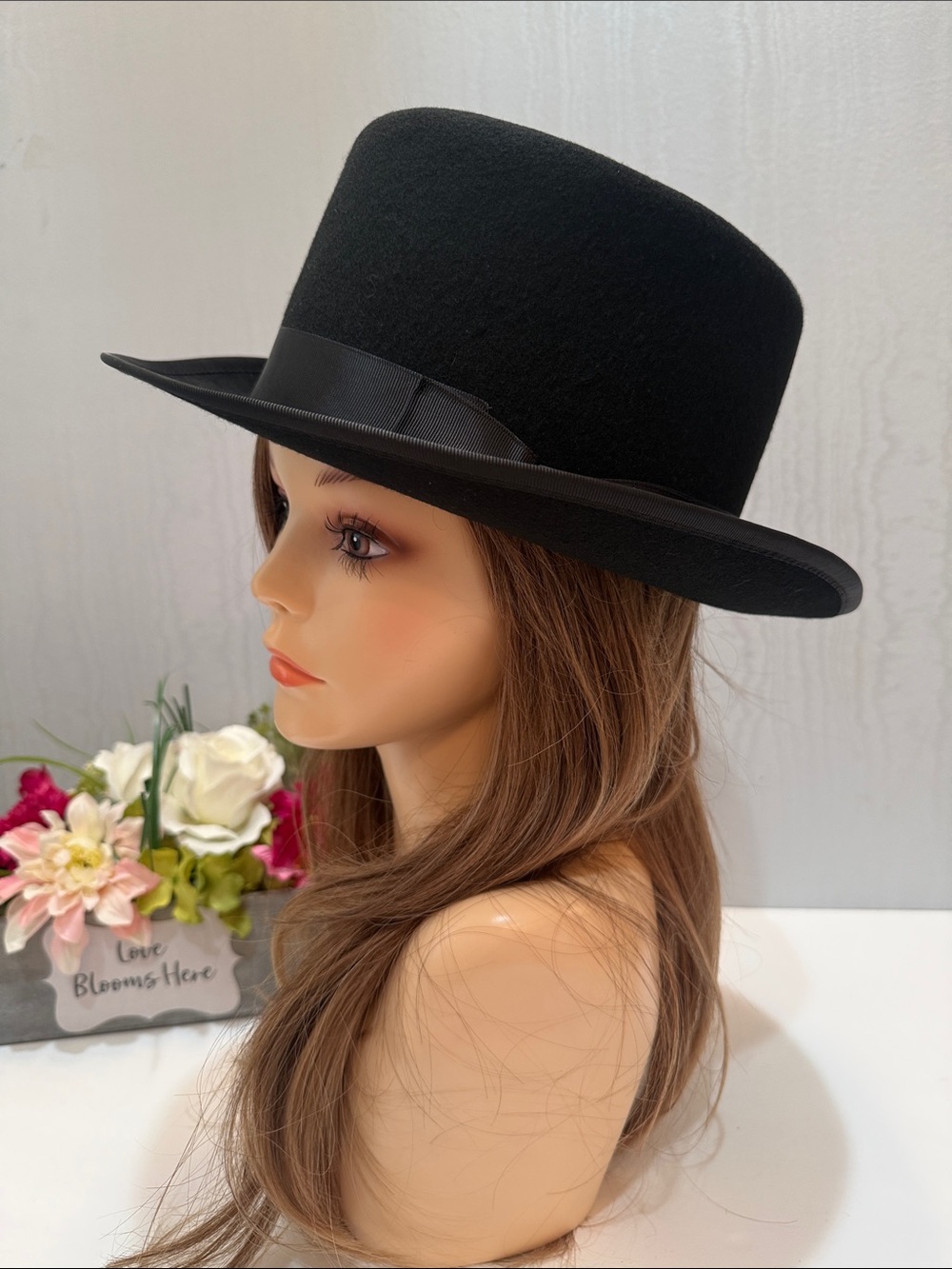 Classic Black 100% Wool Felt Topper Top Hat Size XL Formal Steampunk